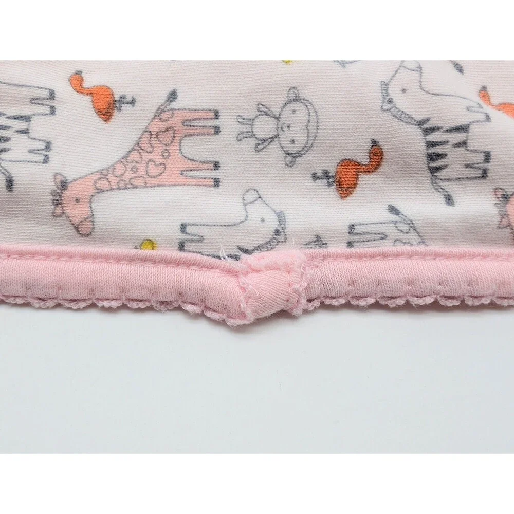 Carter's Just One You Pink White Butterfly Baby Blanket Giraffes Zebras Monkeys